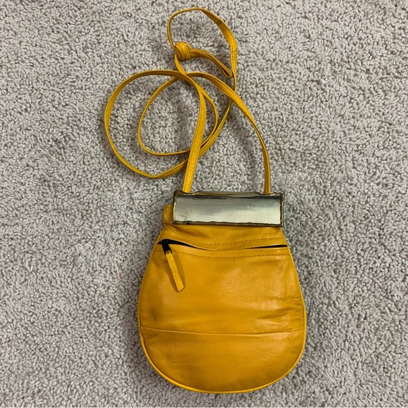 HANDMADE Metal Top YELLOW Leather ELEPHANT Framed BOHEMIAN Artisan MINI PURSE - Picture 2 of 4